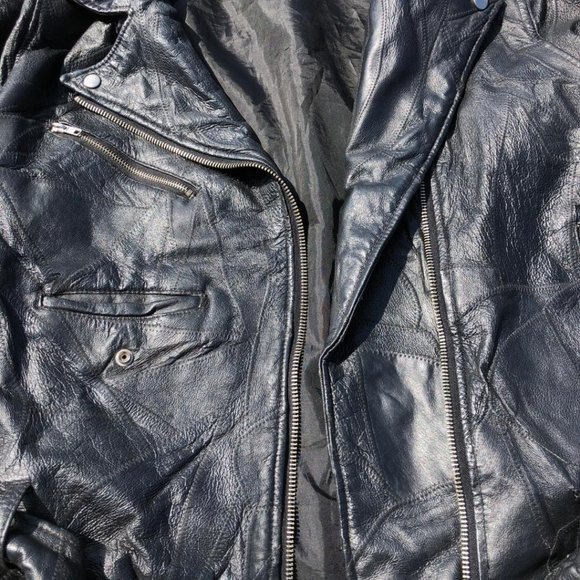 Leather Biker / Motorcycle Jacket Size Medium - Picture 2 of 8